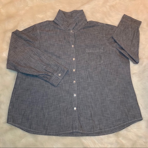 Old Navy Chambray Gray Button Down Shirt - Picture 15 of 16